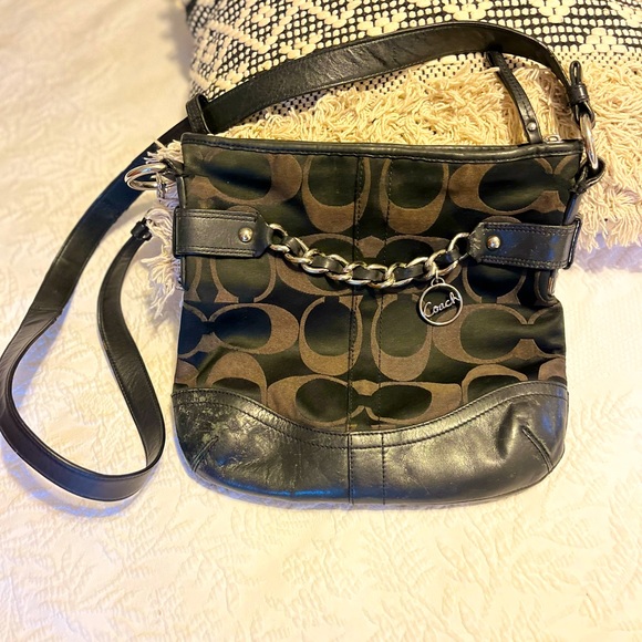 Coach Handbags - Coach brown and black signature chain crossbody bag
